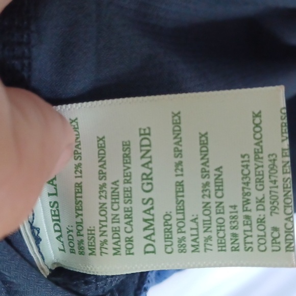 Tangerine Womens Capri Leggings Pants Gray Blue Color Block Stretch Mesh L - Picture 7 of 8